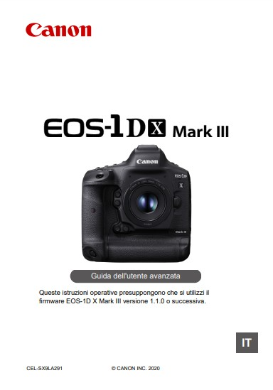 Canon Eos 1DX Mark III Manuale Istruzioni Italiano Stampato Cartaceo